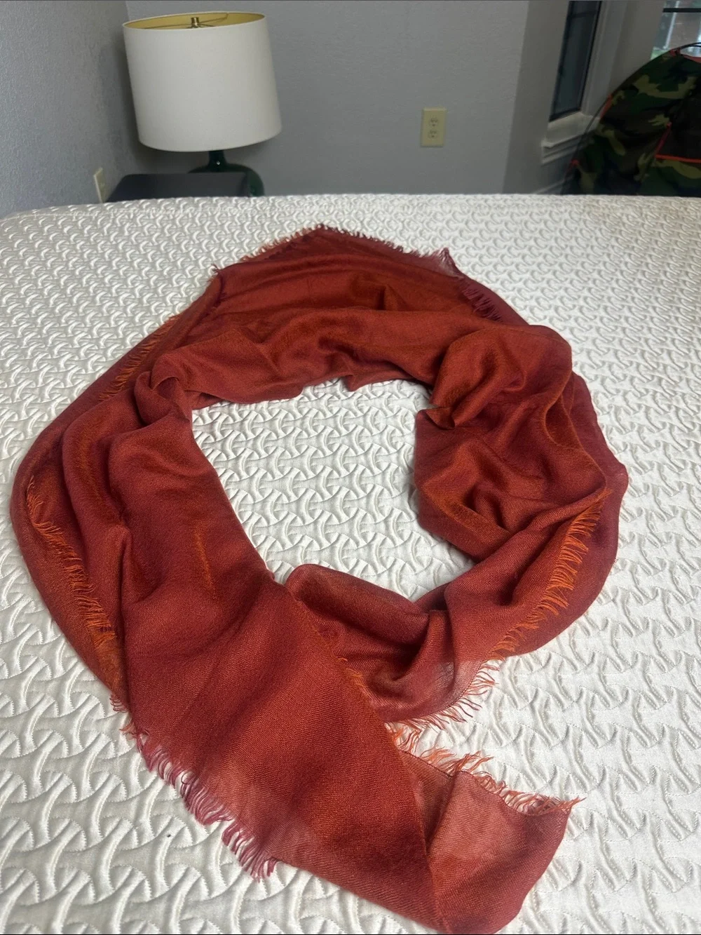 Loro Piana Rust Red Lightweight Cashmere Blend Wrap/ scarf